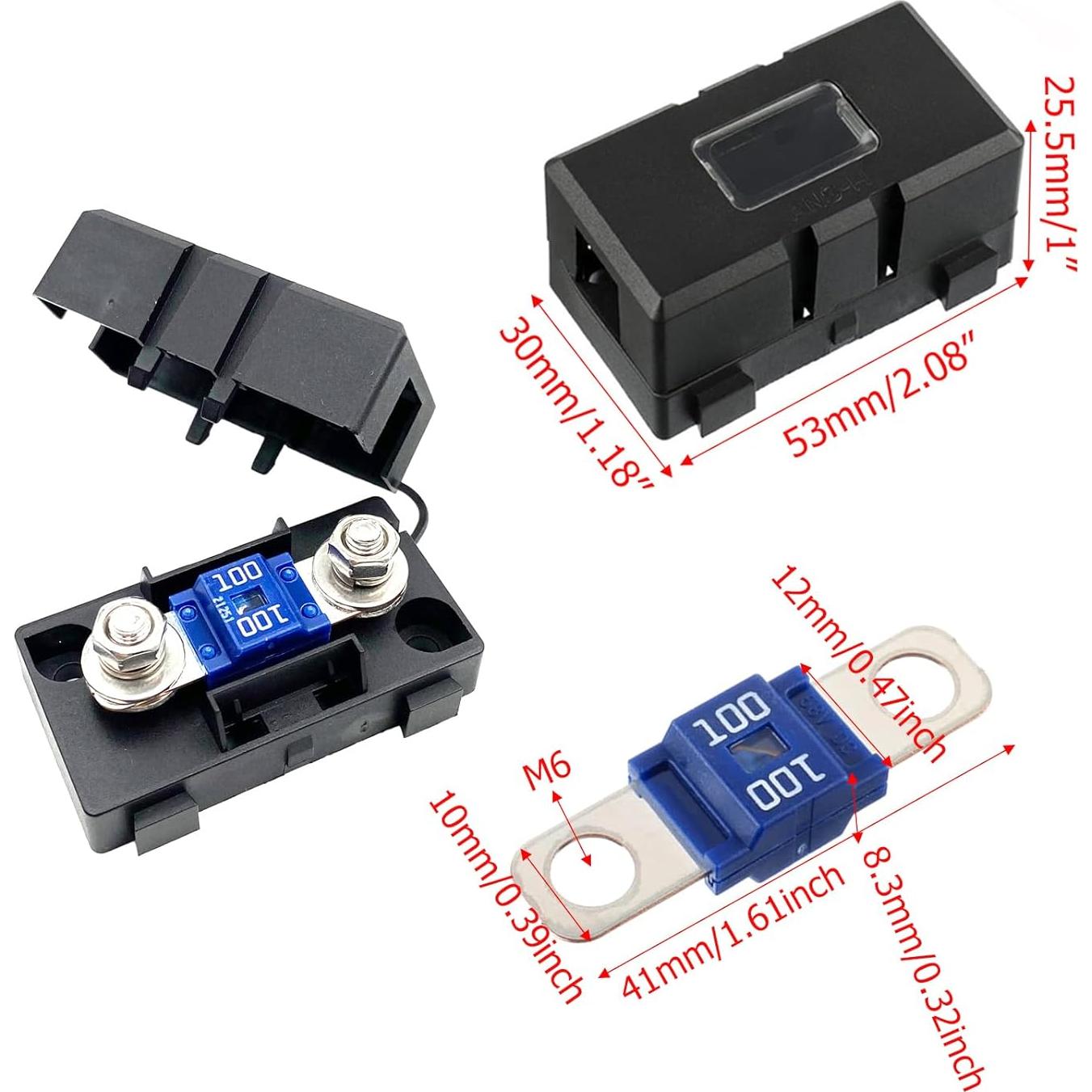 4 Fusibles Midi 100A Bstenky + 2 Soportes para Autos