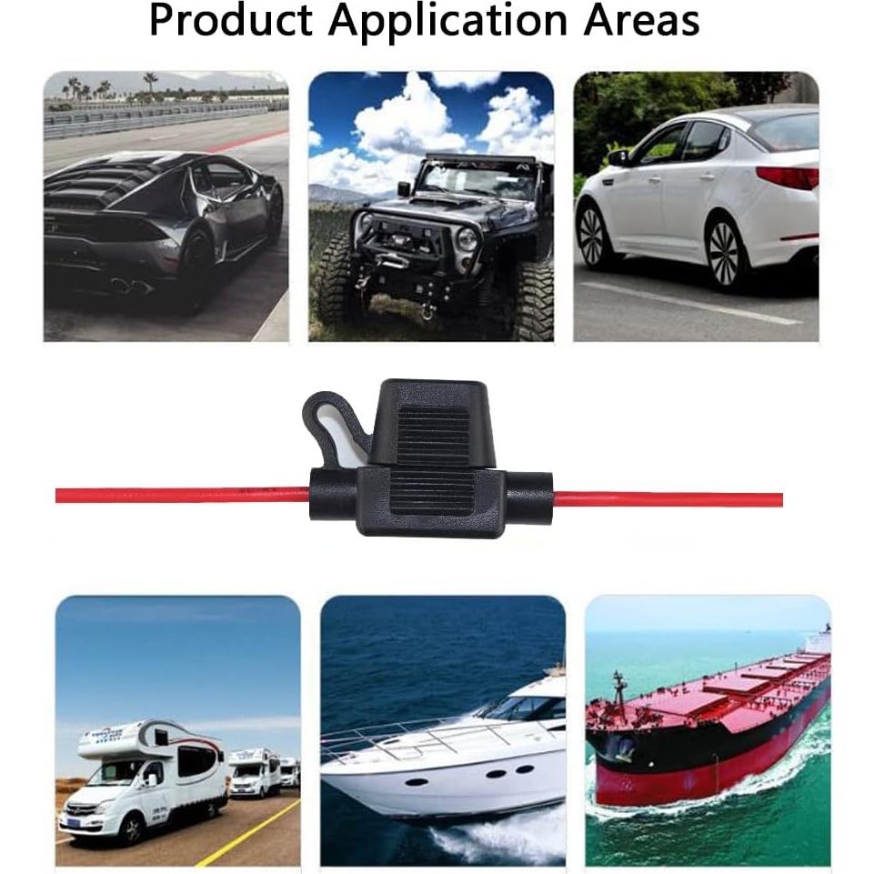 5 Soportes de Fusible a Prueba de Agua Garfour 16 AWG 30.48cm