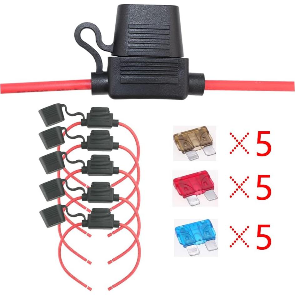5 Soportes de Fusible a Prueba de Agua Garfour 16 AWG 30.48cm