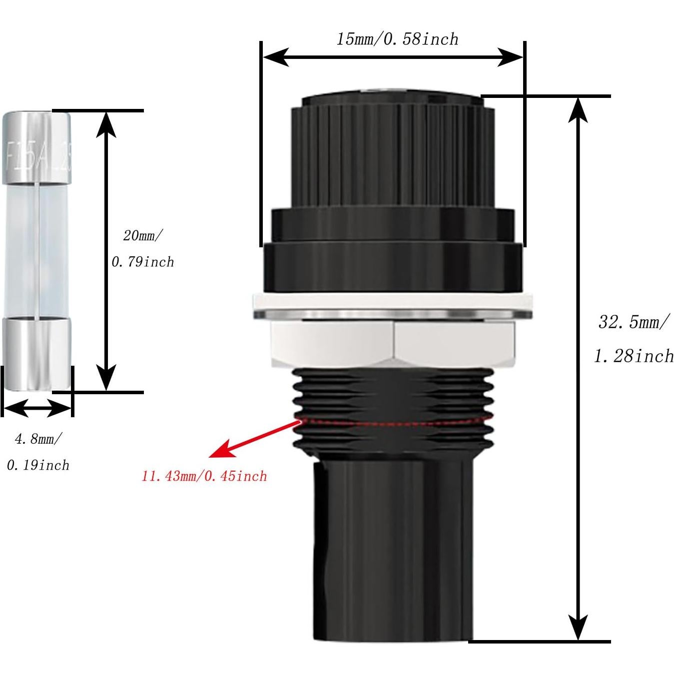 5 Soportes de Fusible de Montaje en Panel YTgilo 12V 10A 15A