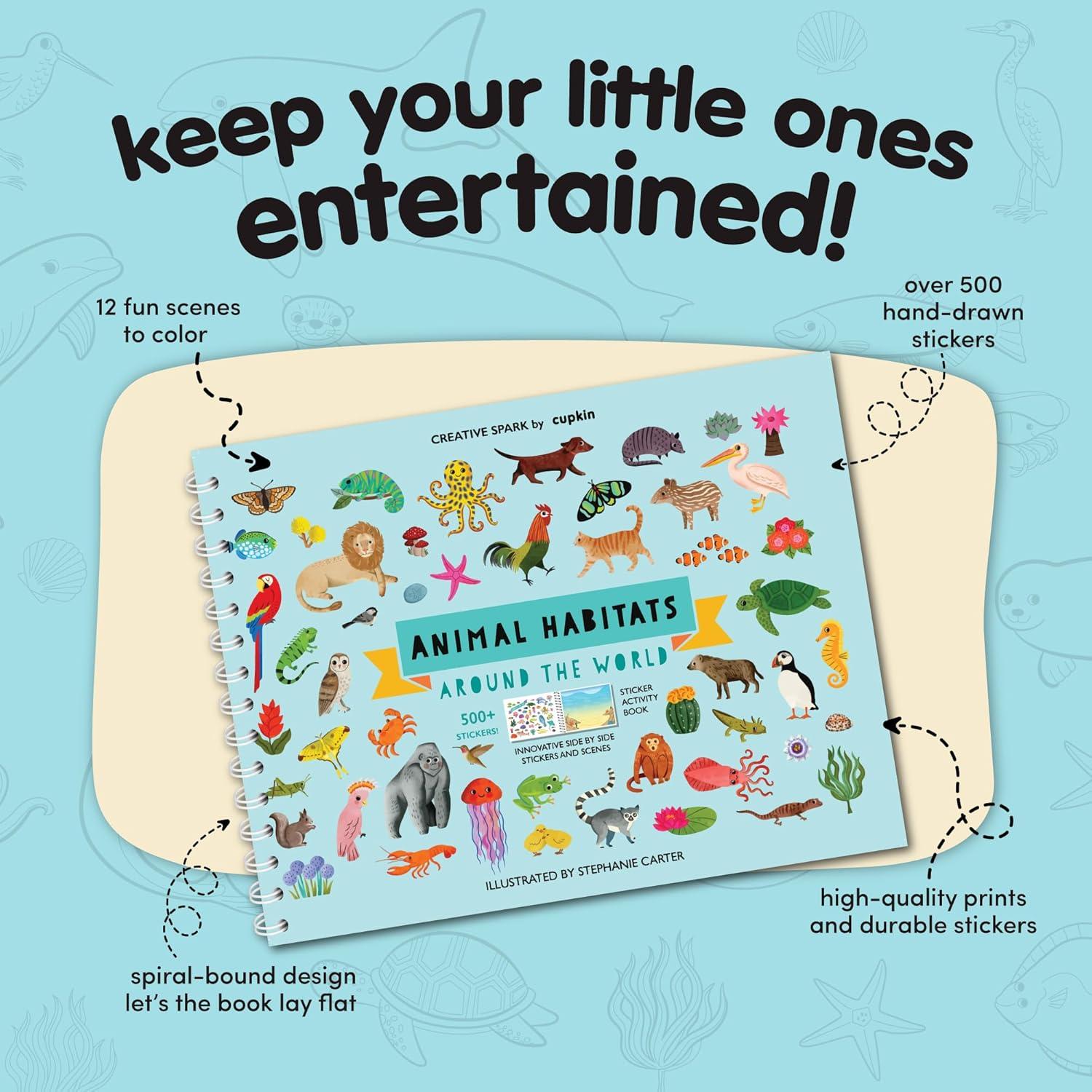 Libro de Pegatinas Cupkin Hábitats de Animales 500+ Pegatinas