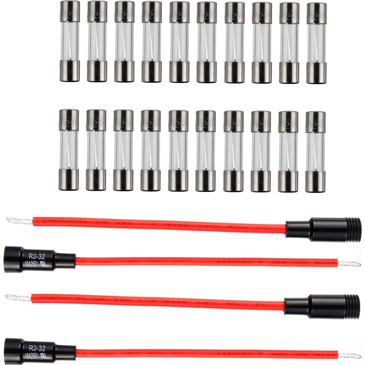 Soporte de Fusible BOJACK 16 AWG + 20 Fusibles 5x20mm