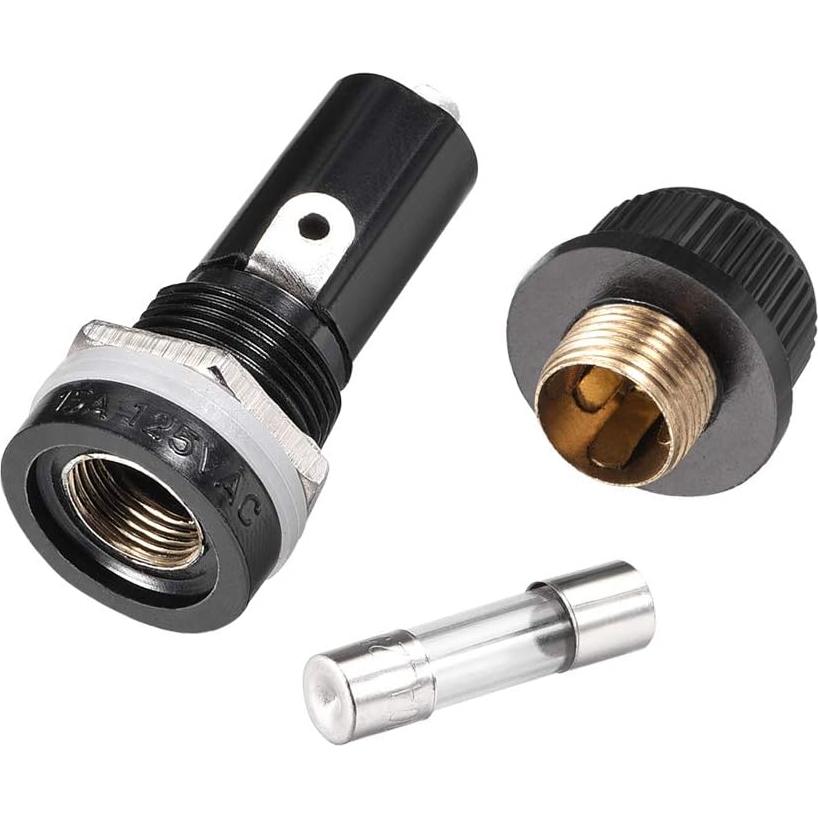 Soporte de Fusible Montado en Panel uxcell 6x30mm con Tapa