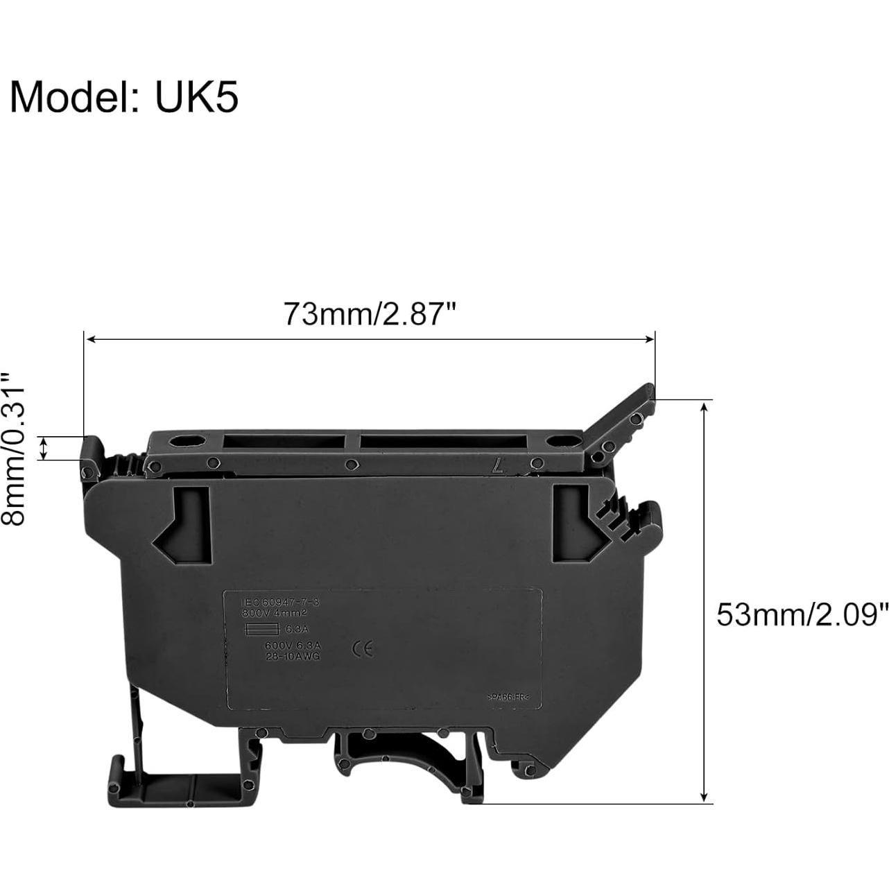 Soporte de Fusible para Riel DIN MECCANIXITY UK5 Paquete de 2