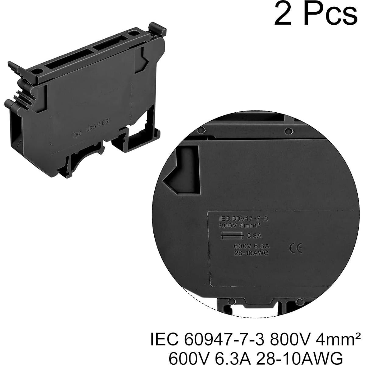 Soporte de Fusible para Riel DIN MECCANIXITY UK5 Paquete de 2