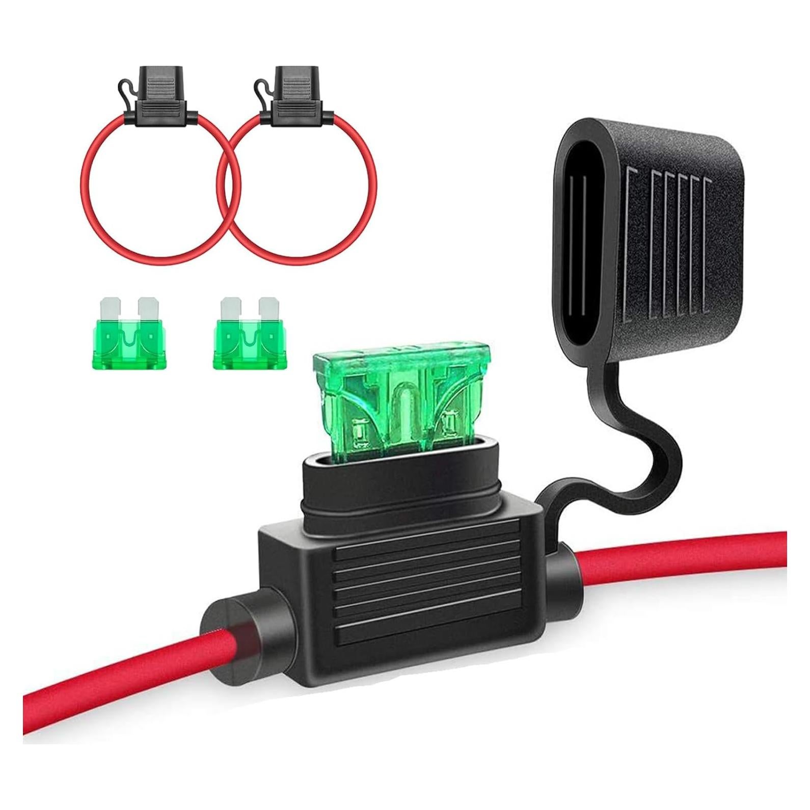 Soporte de Fusible Inline Zikefest 12V 18AWG con Fusible 10A