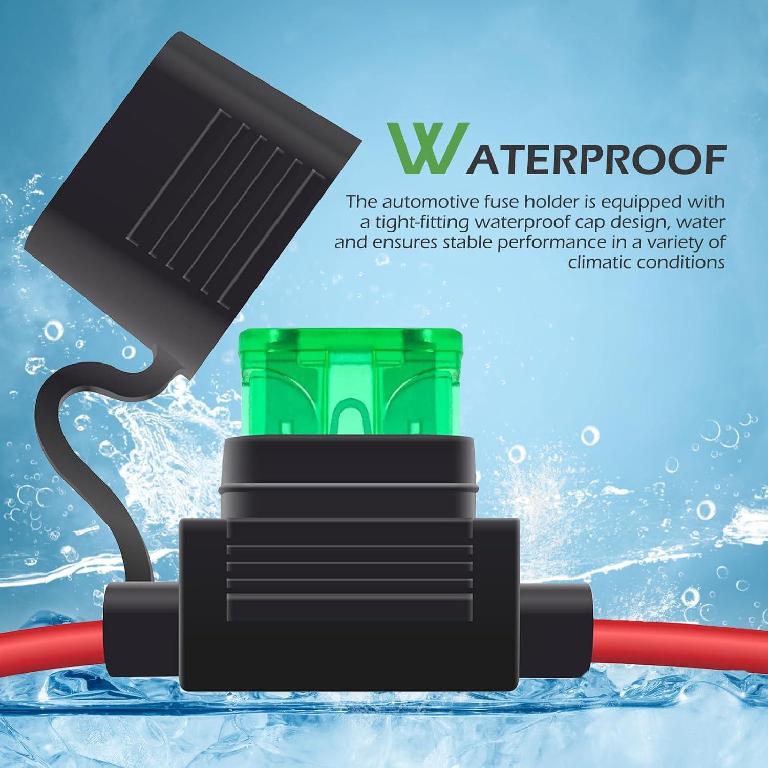 Soporte de Fusible Inline Zikefest 12V 18AWG con Fusible 10A