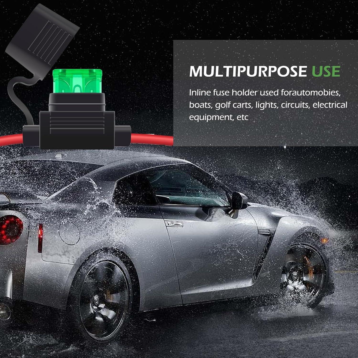 Soporte de Fusible Inline Zikefest 12V 18AWG con Fusible 10A