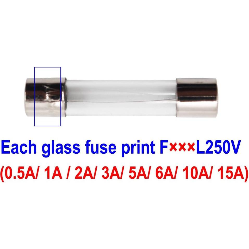Kit 5 Soportes de Fusible AGC 6x30mm + 100 Fusibles Vidrio 0.5A-15A
