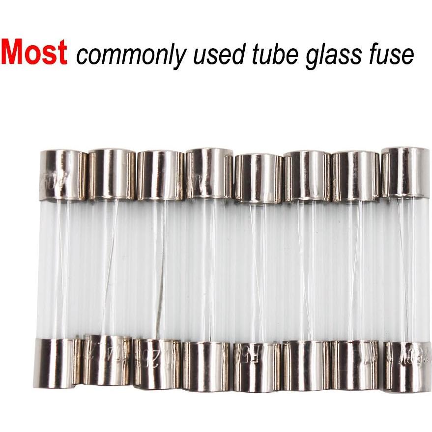 Kit 5 Soportes de Fusible AGC 6x30mm + 100 Fusibles Vidrio 0.5A-15A