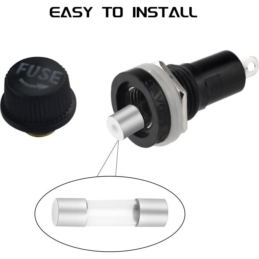 Soporte de Fusible Montado en Panel WMYCONGCONG 10 Pcs 5x20mm