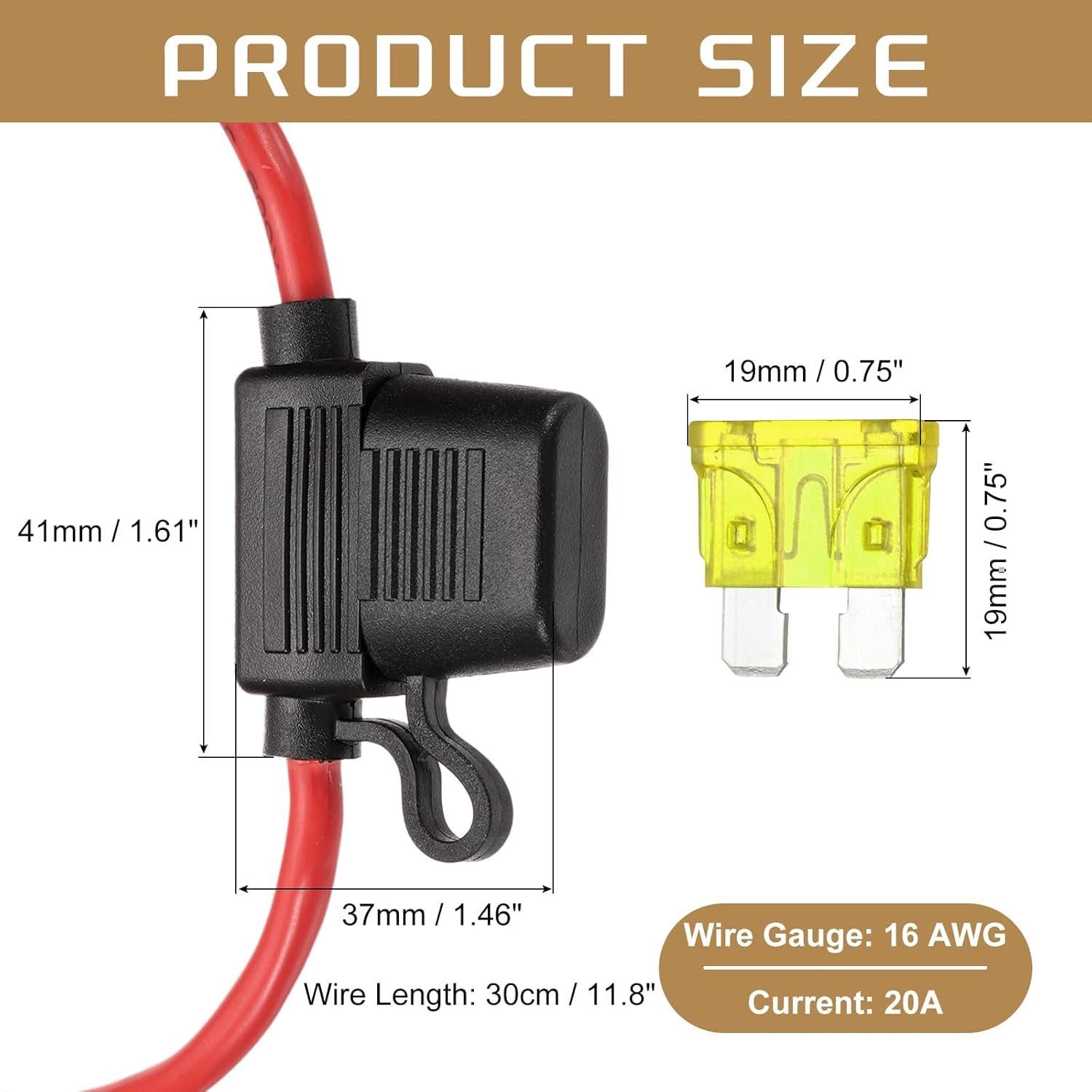 Soporte de Fusible Impermeable DMiotech 20A 16 AWG 30cm