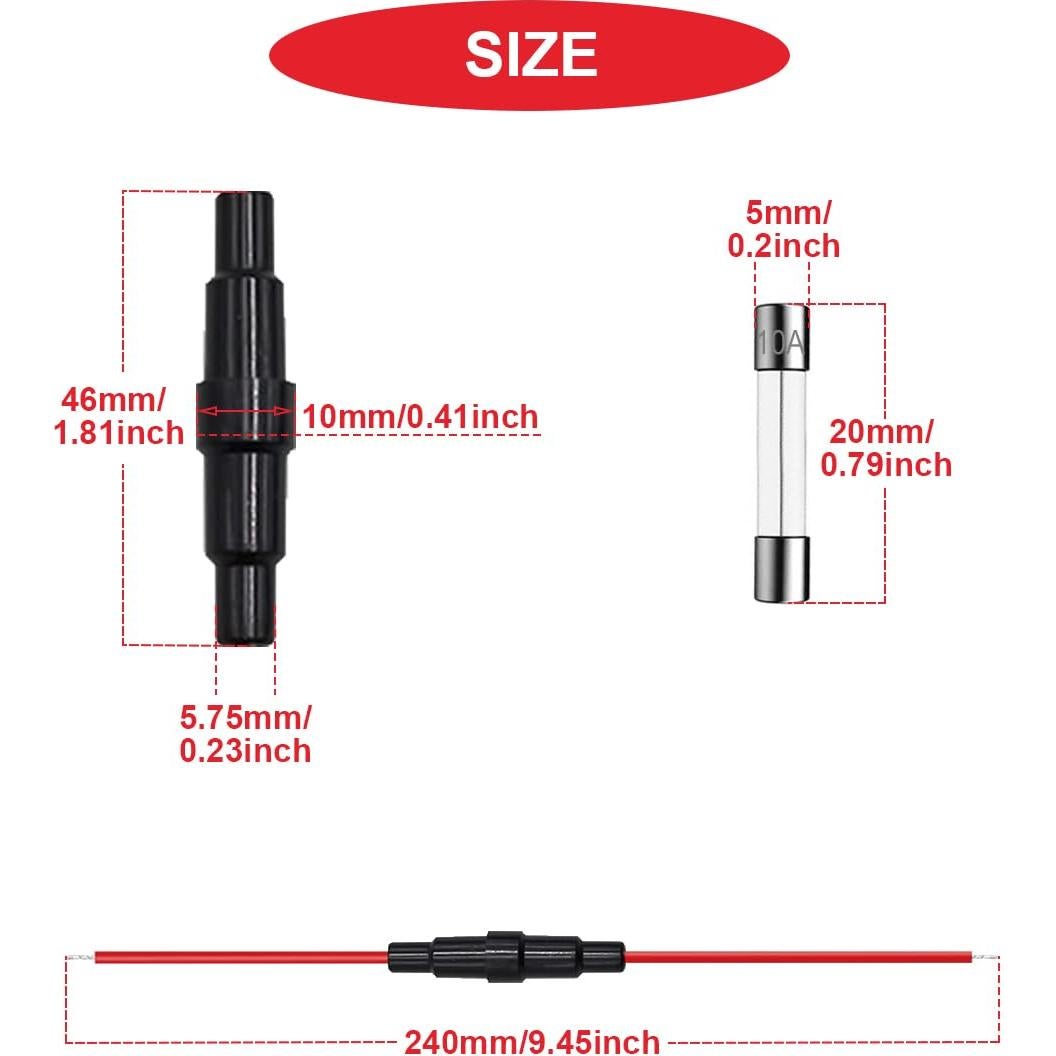 Kit 15 Soportes de Fusible 5x20mm + 60 Fusibles Vidrio 250V