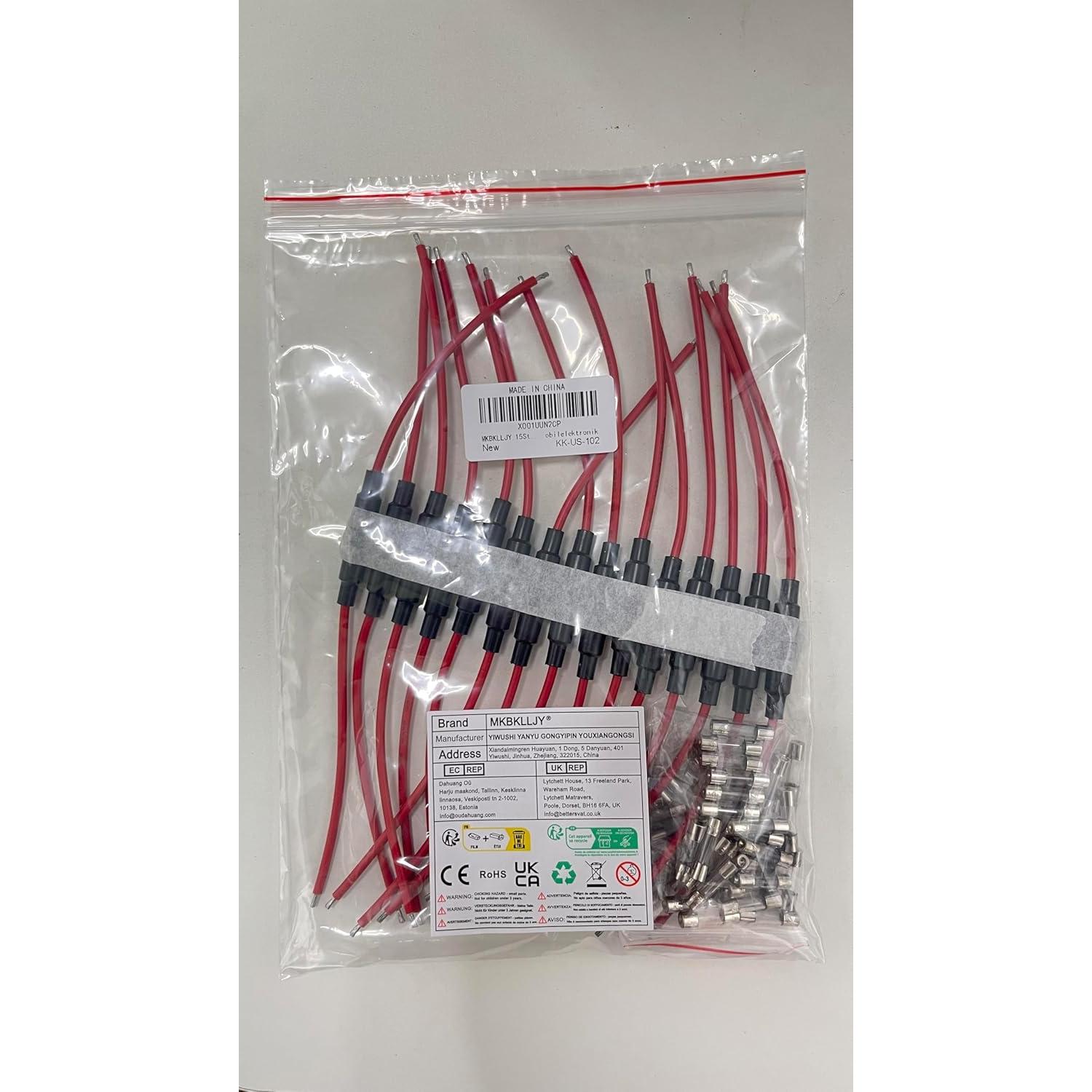 Kit 15 Soportes de Fusible 5x20mm + 60 Fusibles Vidrio 250V