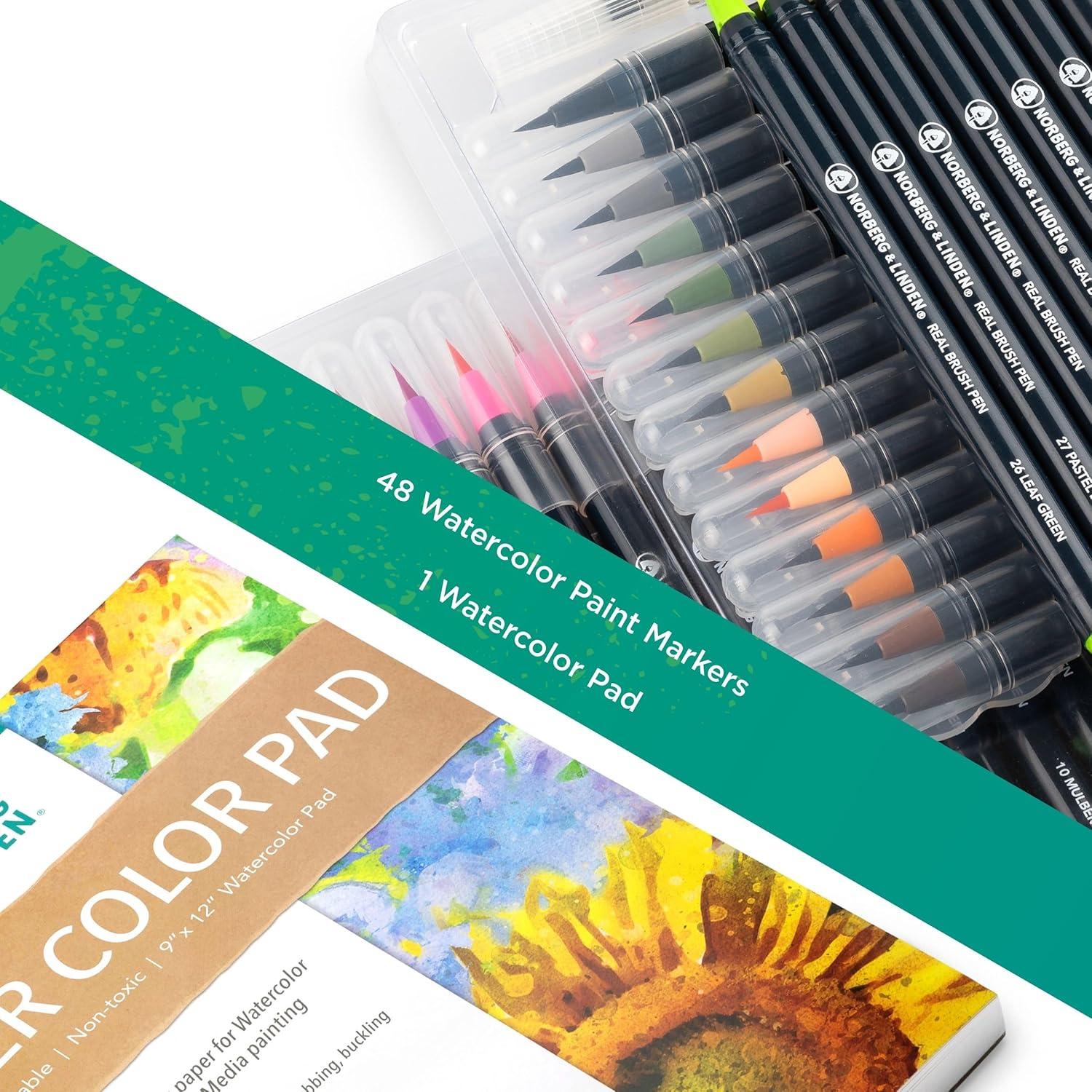 Conjunto de Pinceles de Agua Norberg & Linden - 48 Marcadores Acuarela