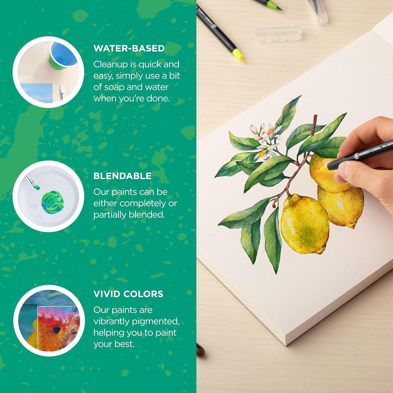 Conjunto de Pinceles de Agua Norberg & Linden - 48 Marcadores Acuarela