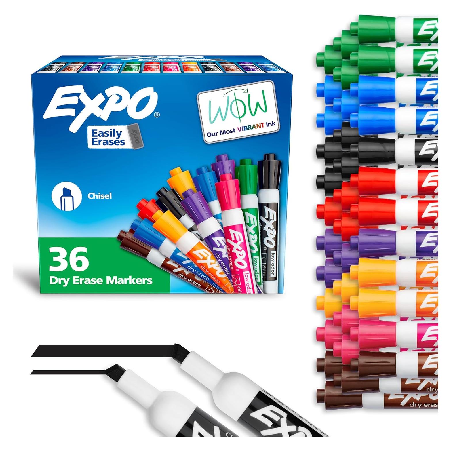 Marcadores de Pizarra Blanca EXPO 36 Colores Variados Punta Chisel
