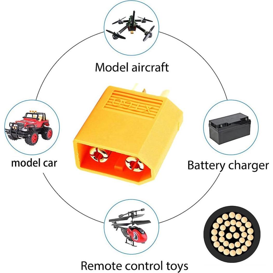 Cable de Extensión XT60 12AWG Macho a Macho 0.5M Chenyang