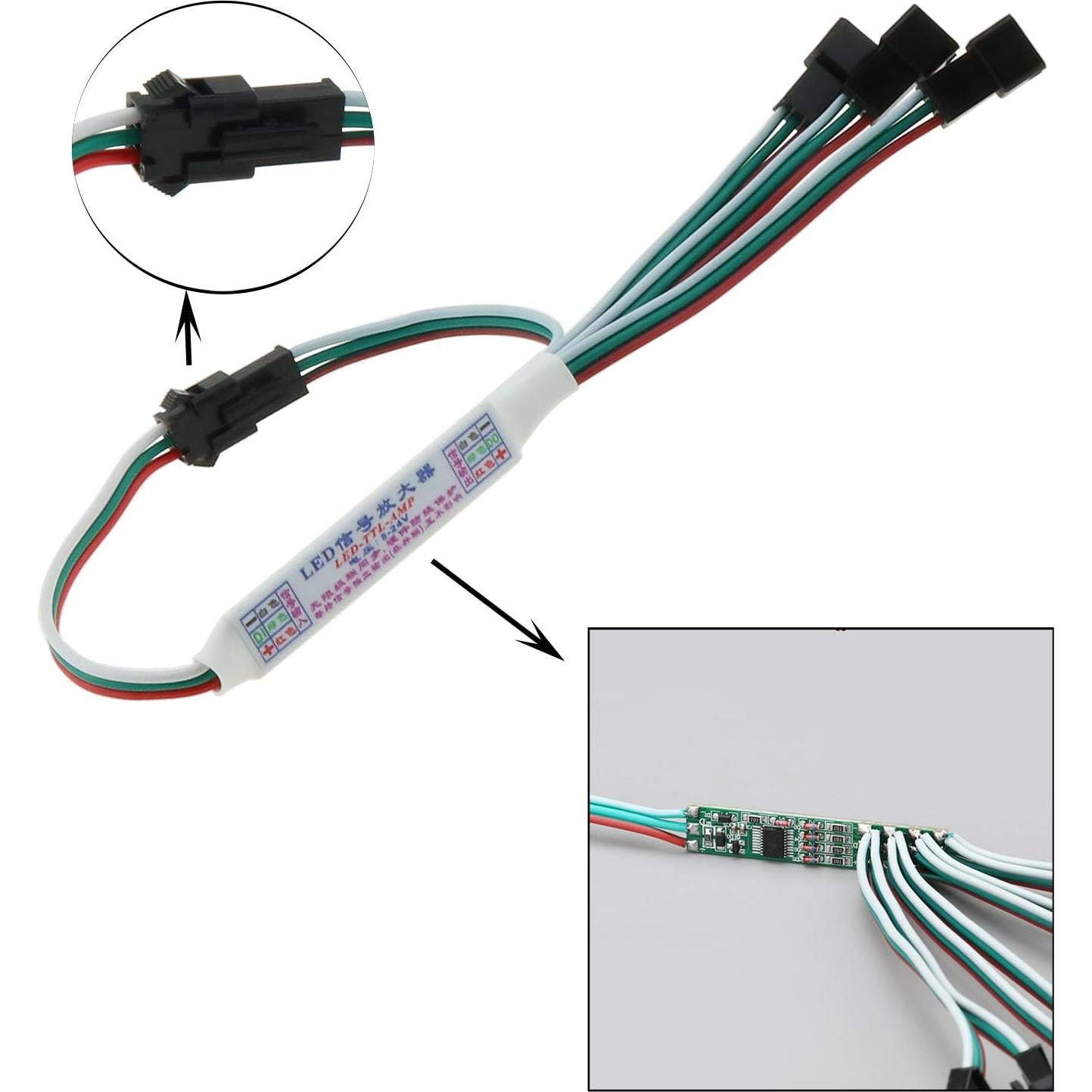 Amplificador TTL IC RGB 1 a 4 DGZZI para Tiras LED DC5-24V