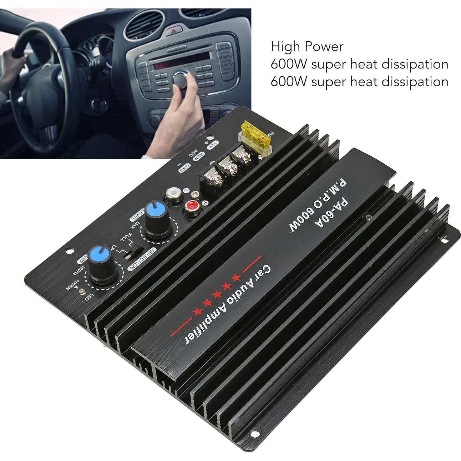 Amplificador de Potencia para Automóvil Yechiry 600W 12V Aluminio