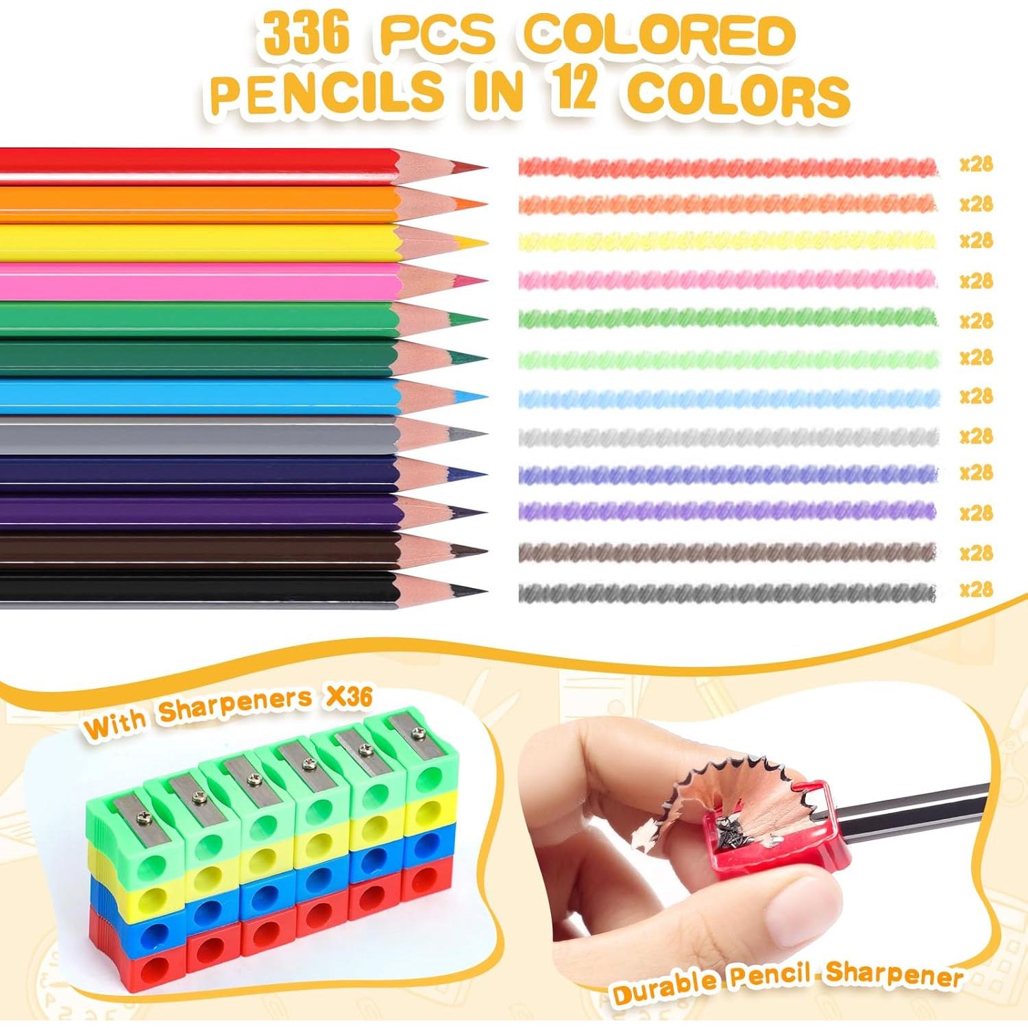 336 Lápices de Colores Toidgy con 36 Sacapuntas