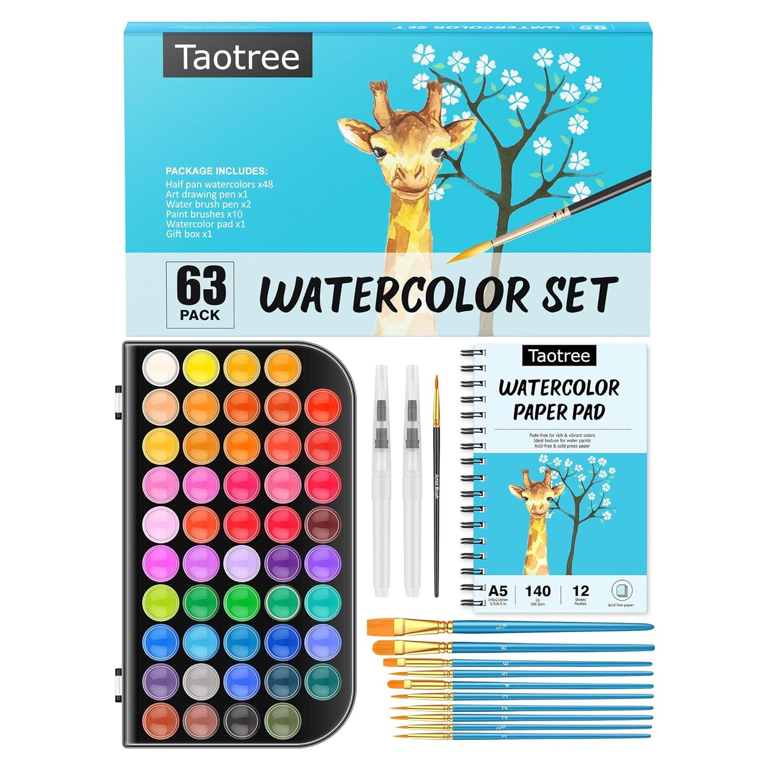 Juego de Pintura Acuarela Taotree 48 Colores y 10 Pinceles