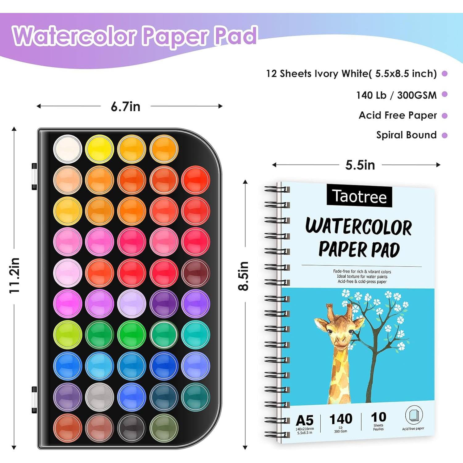 Juego de Pintura Acuarela Taotree 48 Colores y 10 Pinceles