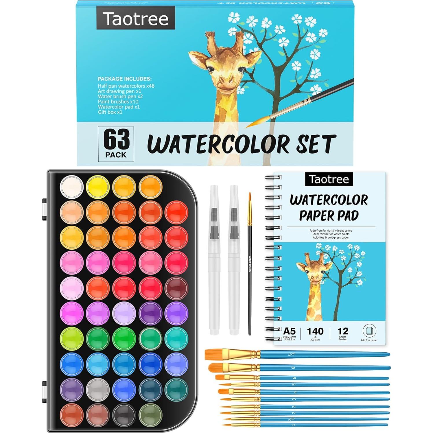 Juego de Pintura Acuarela Taotree 48 Colores y 10 Pinceles