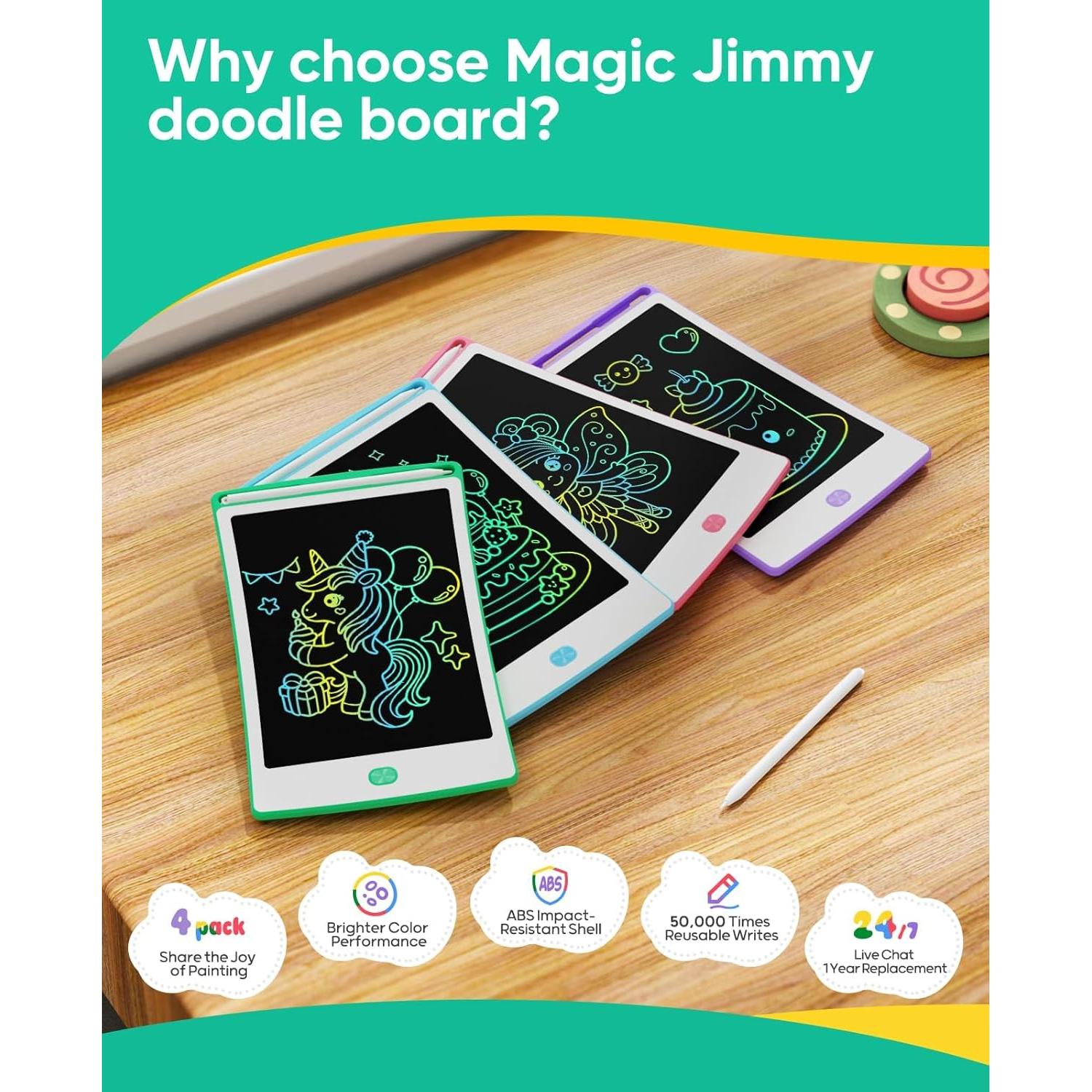 Paquete de 4 Tabletas de Escritura LCD Magic Jimmy 8.5"