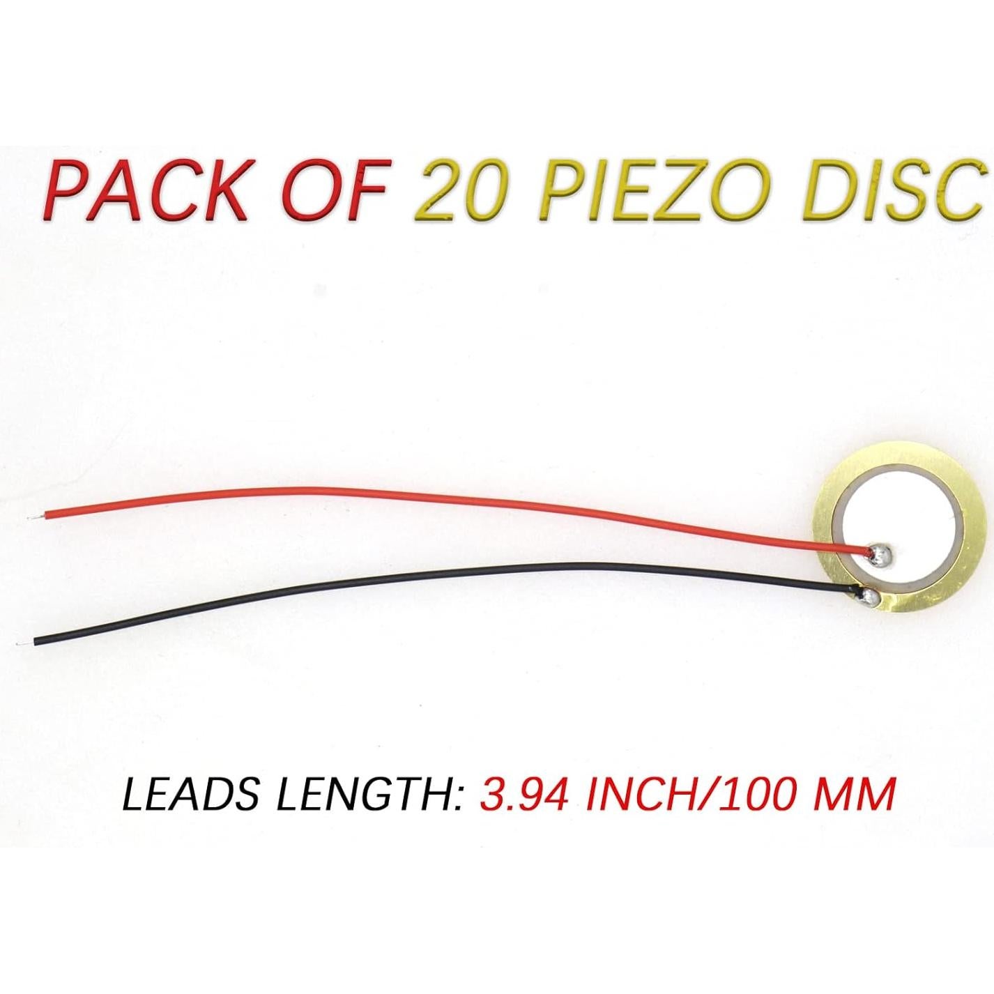 Paquete de 20 Discos Piezo 20mm Cheerock con Cables 10cm
