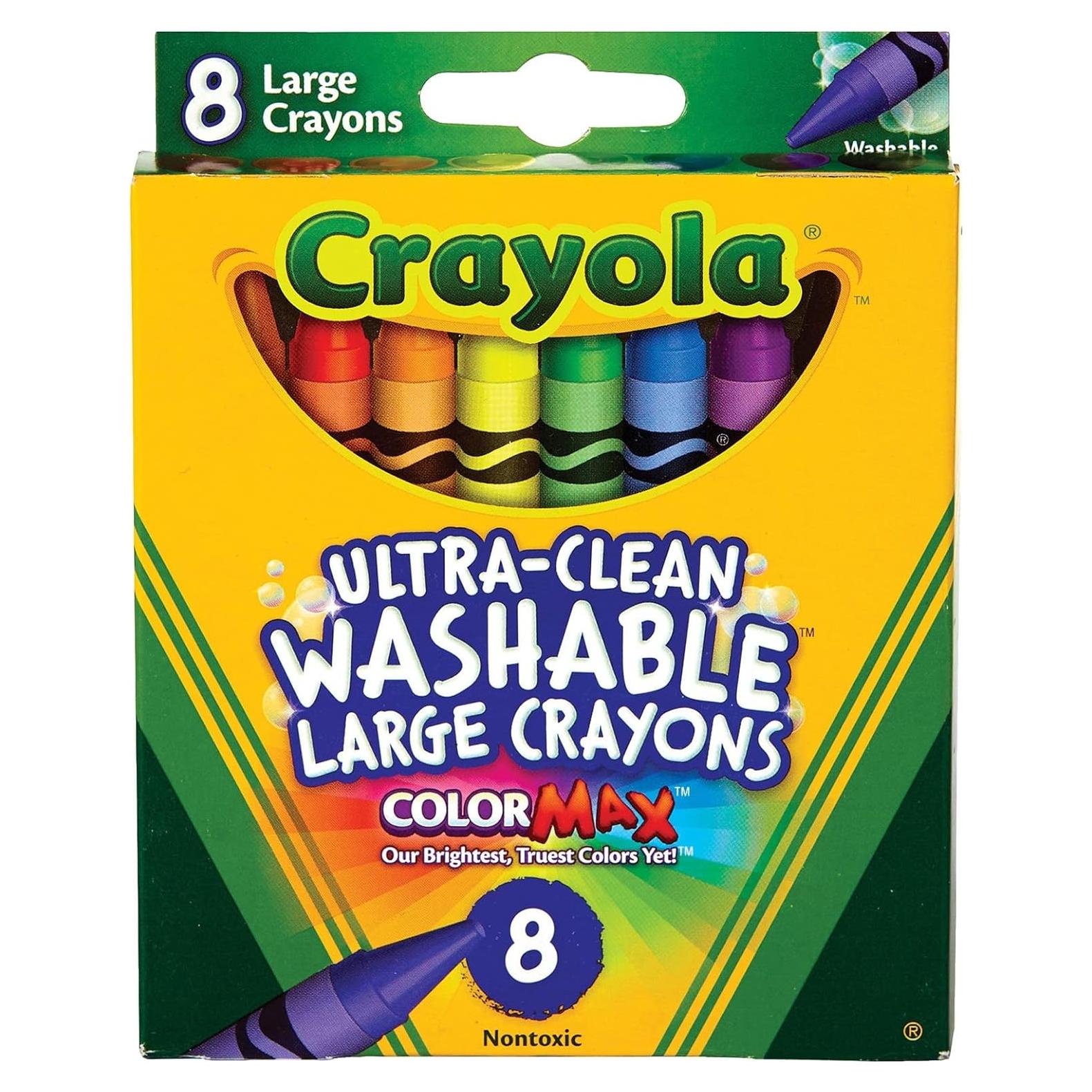 Ultra Clean Large Washable Crayons, School Supplies, 8 Count