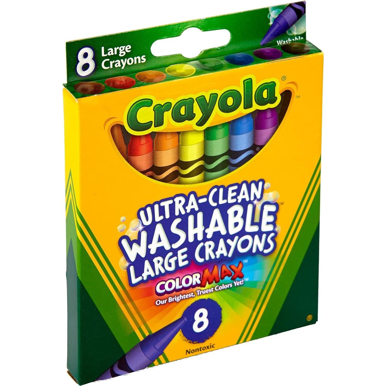 Ultra Clean Large Washable Crayons, School Supplies, 8 Count