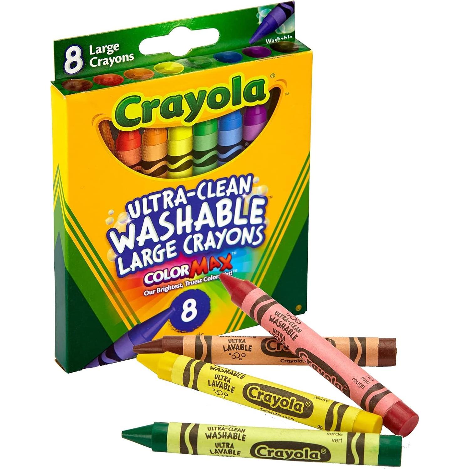 Ultra Clean Large Washable Crayons, School Supplies, 8 Count