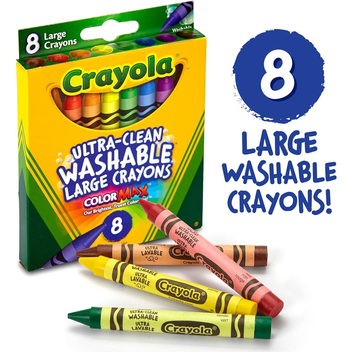 Ultra Clean Large Washable Crayons, School Supplies, 8 Count