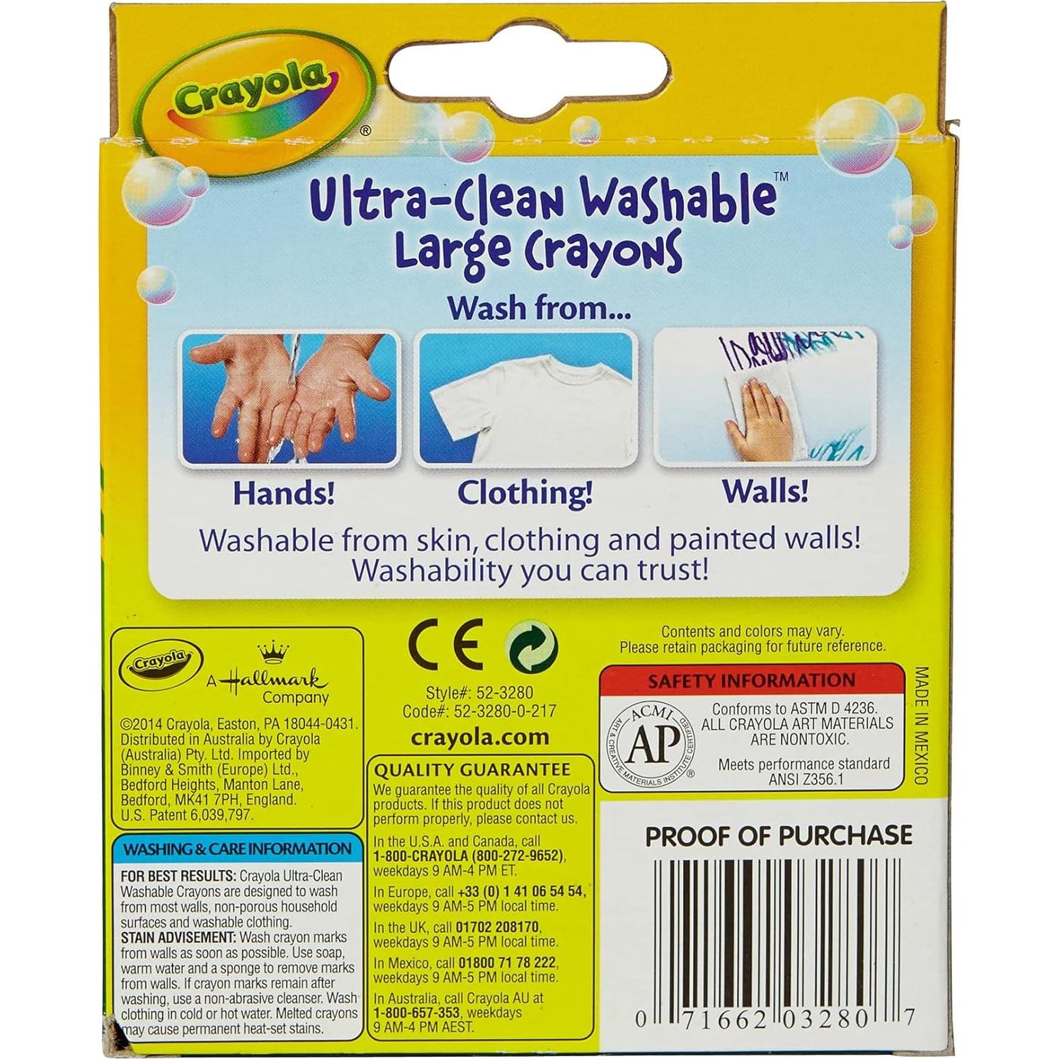 Ultra Clean Large Washable Crayons, School Supplies, 8 Count