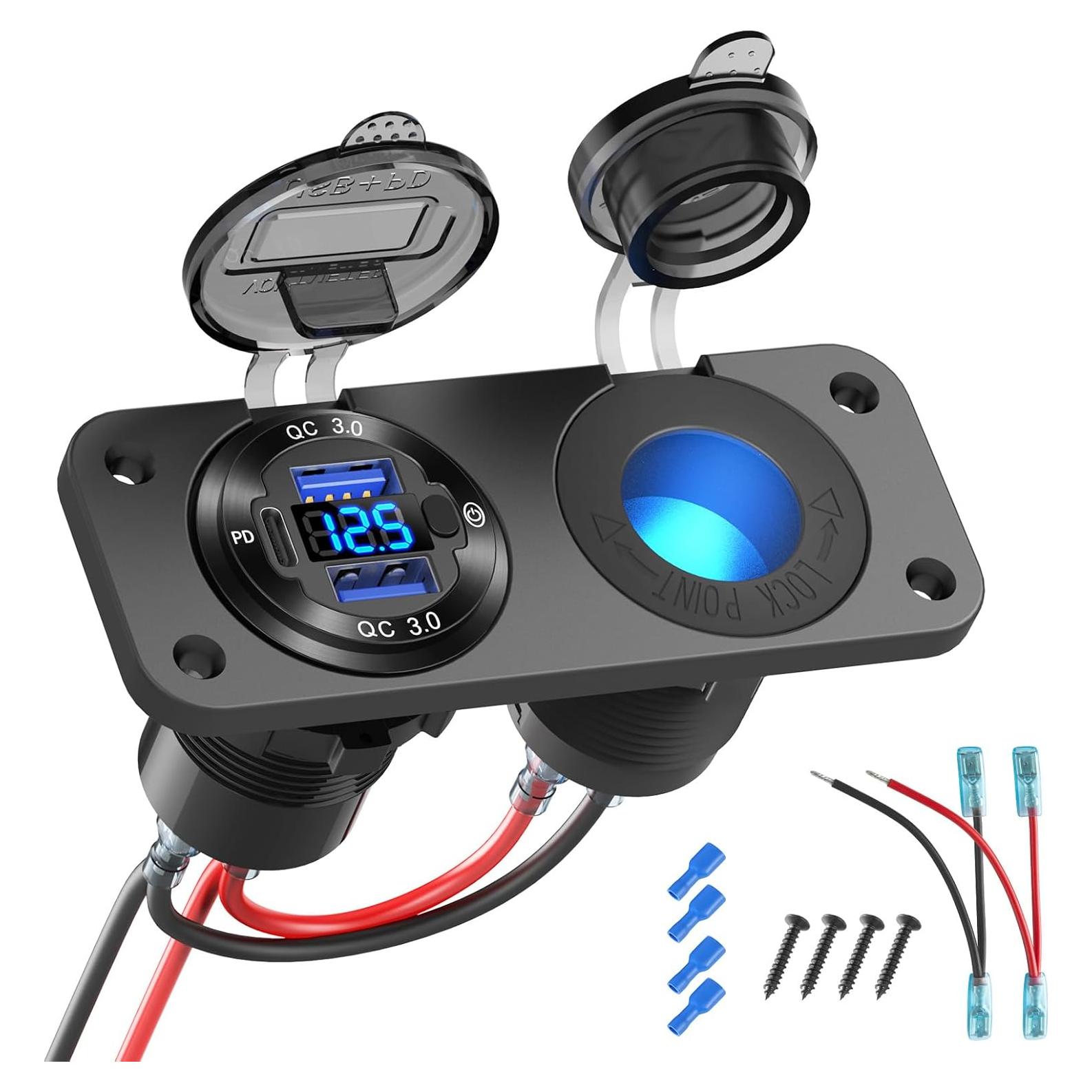 Panel Interruptor Marítimo Hapytrip 12V USB 3 Puertos 150W