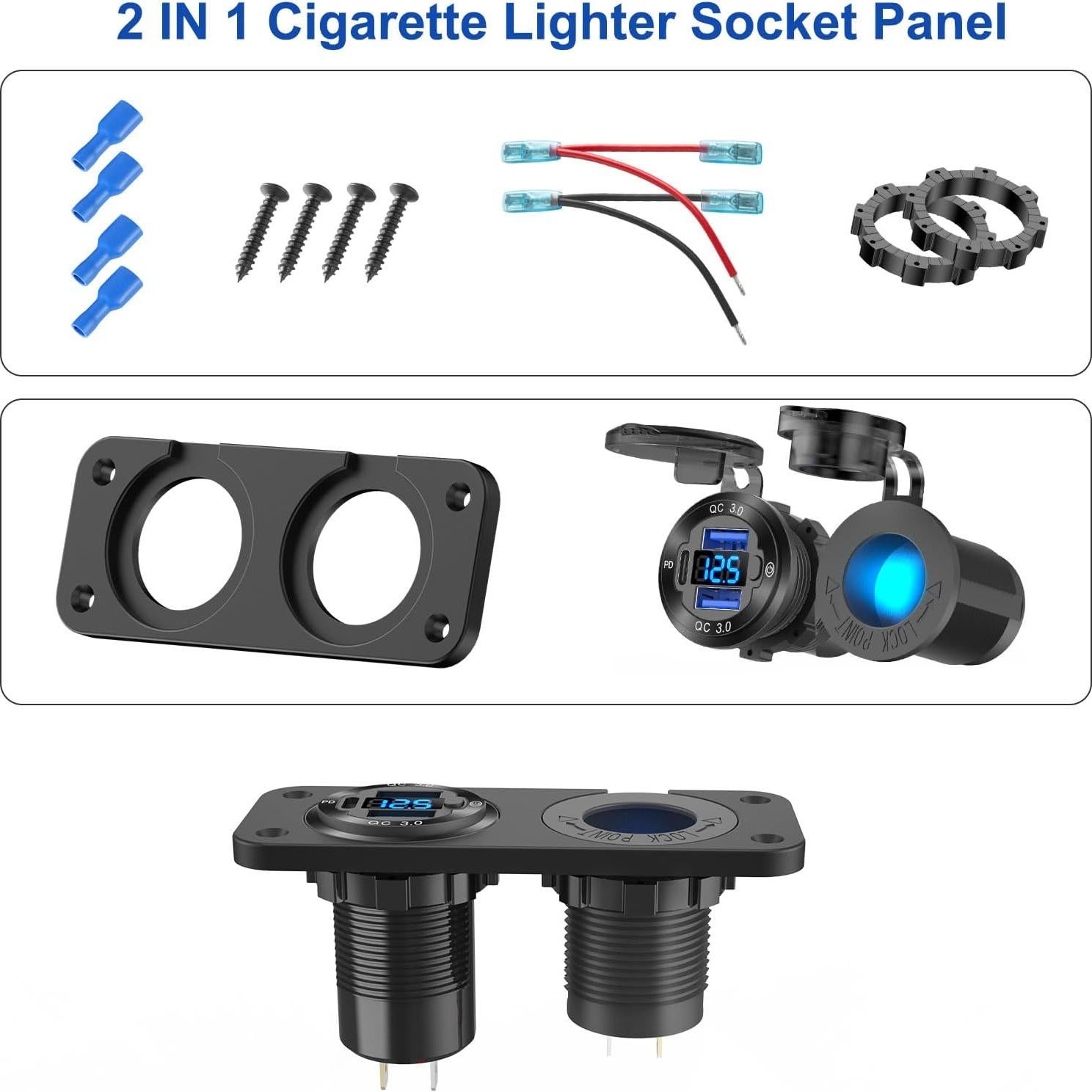 Panel Interruptor Marítimo Hapytrip 12V USB 3 Puertos 150W