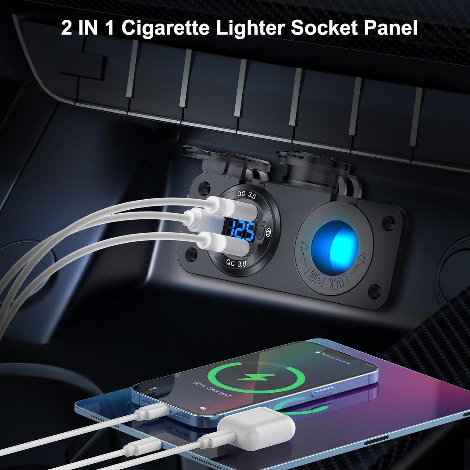 Panel Interruptor Marítimo Hapytrip 12V USB 3 Puertos 150W