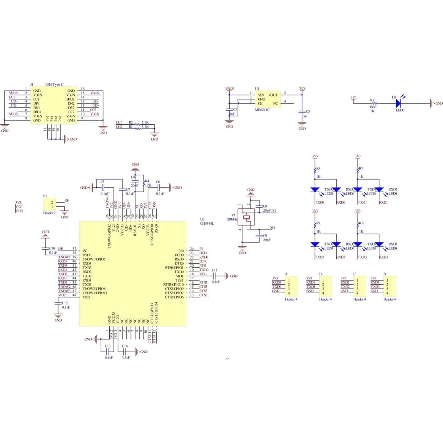 Módulo USB a TTL Hyuduo 3.3V 12Mbps UART Serial