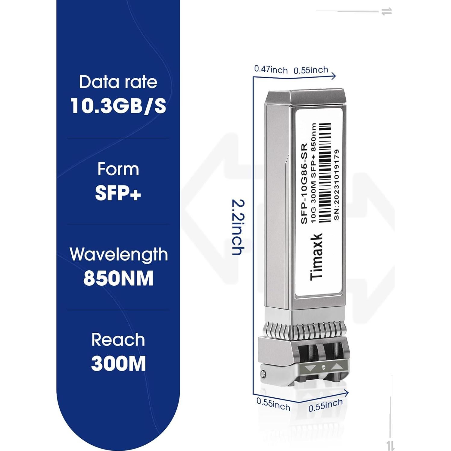 Paquete de 4 Transceptores SFP+ 10G Timaxk 10GBASE-SR 850nm