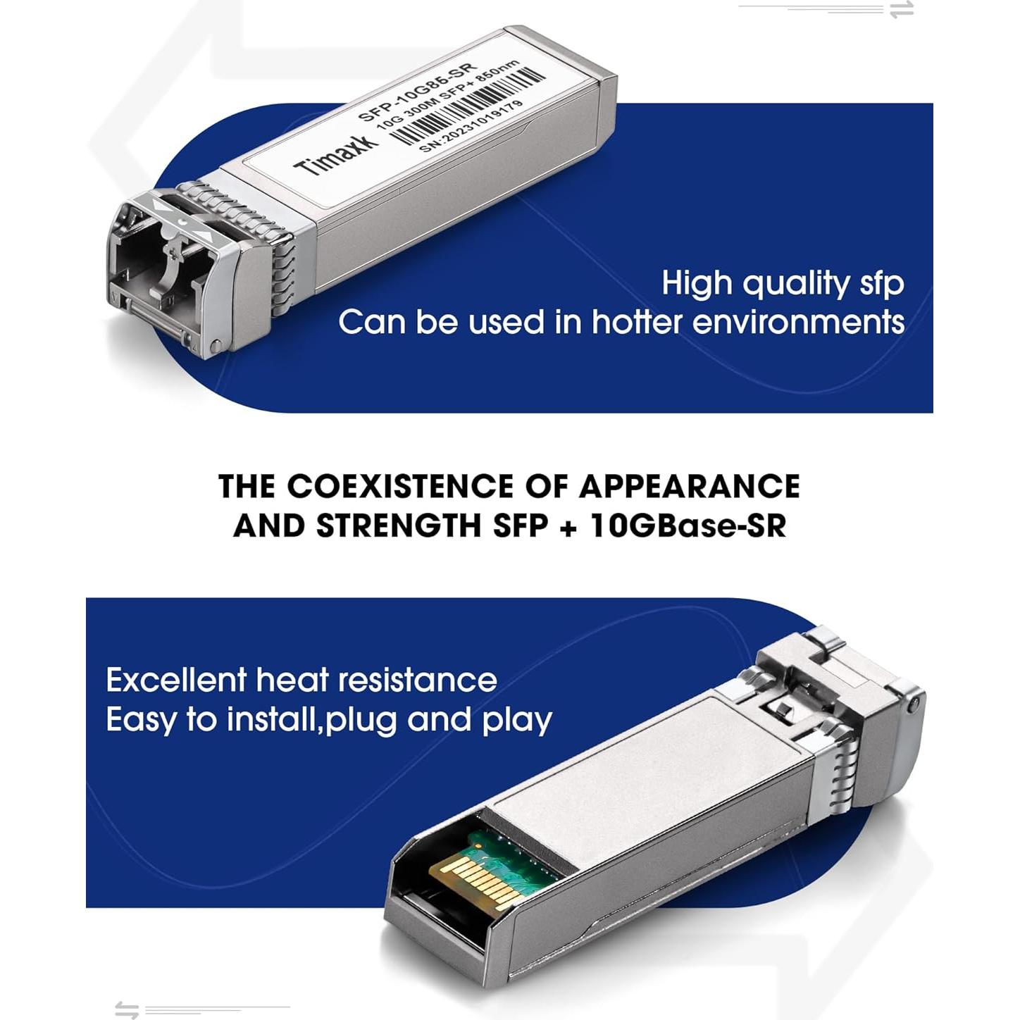 Paquete de 4 Transceptores SFP+ 10G Timaxk 10GBASE-SR 850nm
