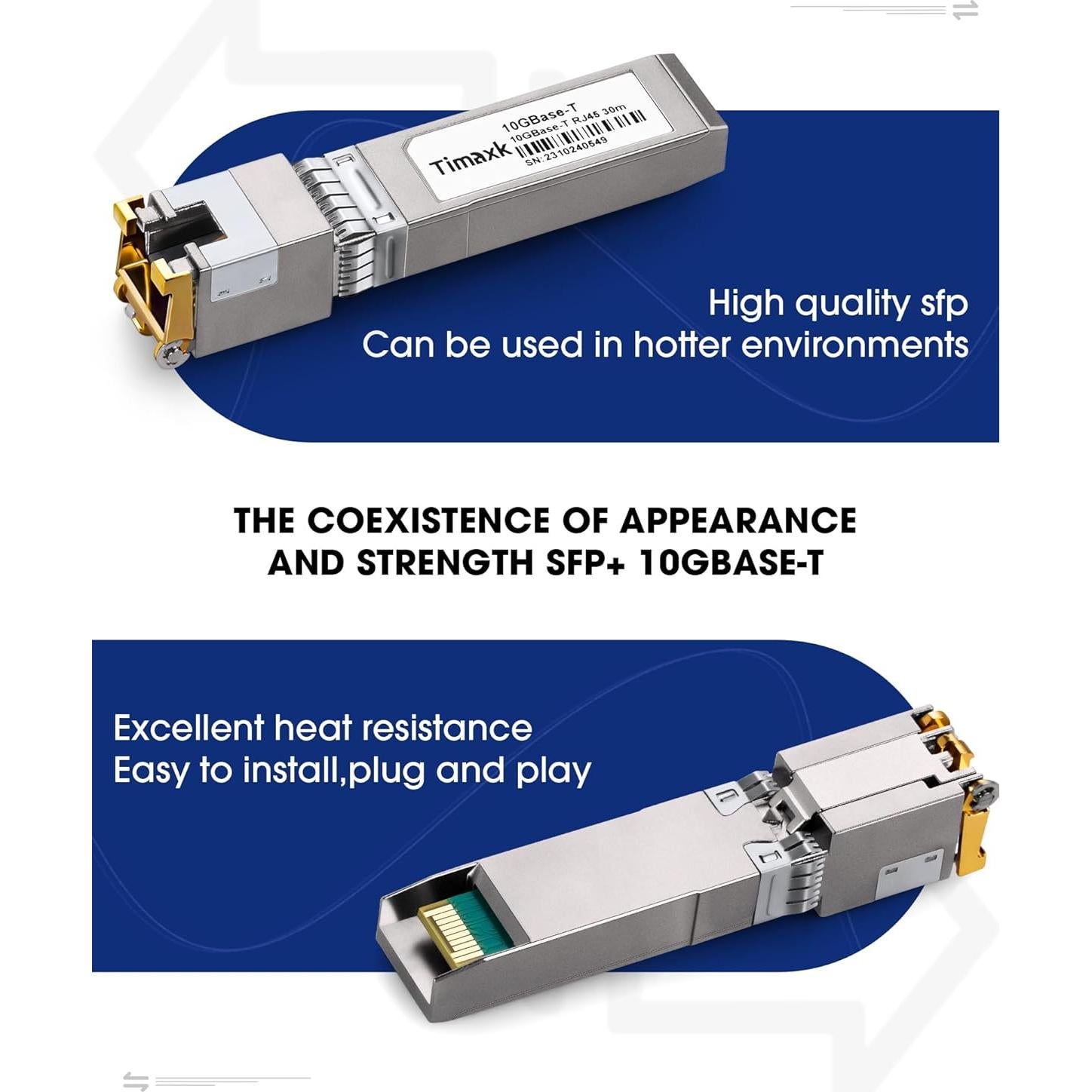 Transceptor SFP+ 10GBase-T Timaxk RJ-45 hasta 30m CAT.6a/CAT7
