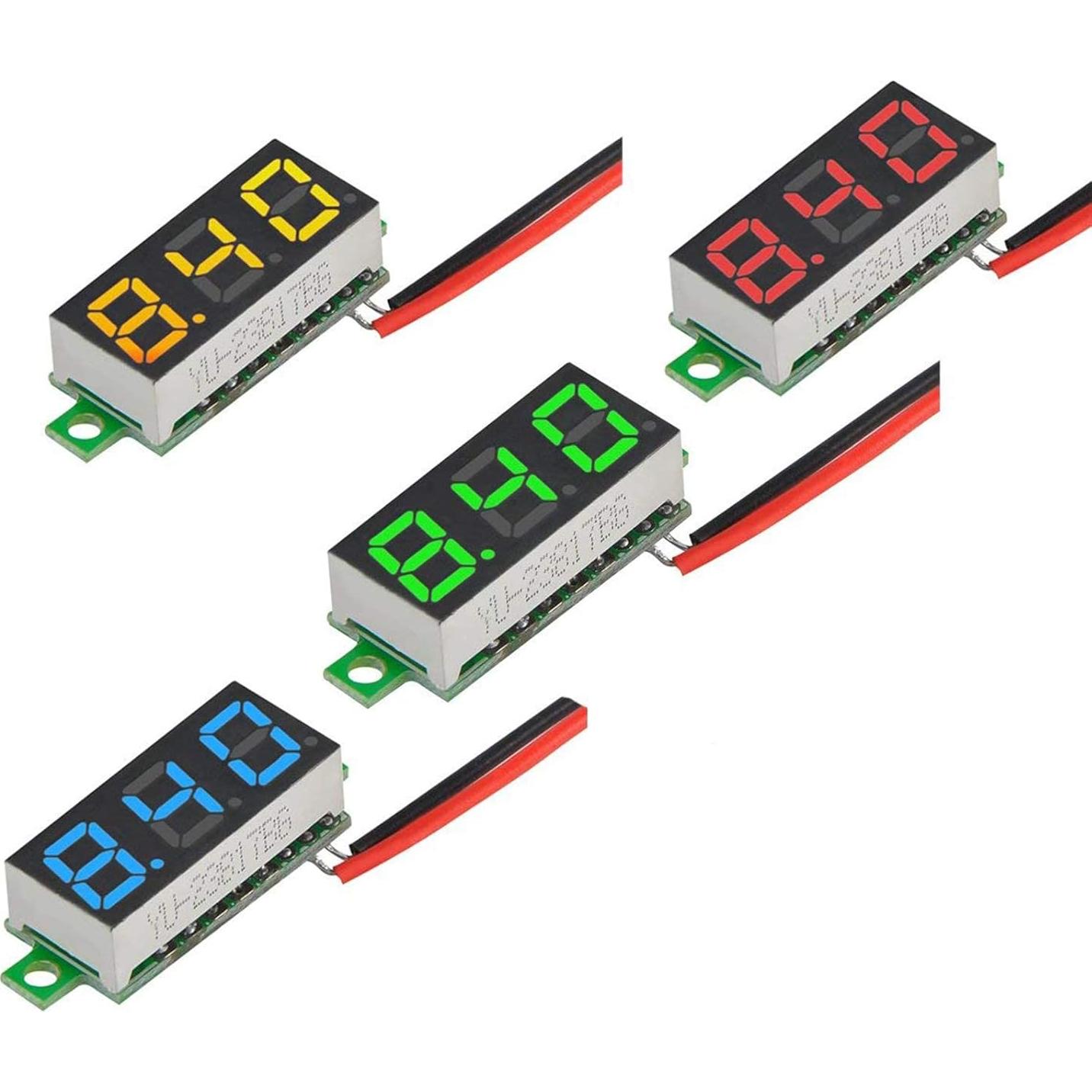 Voltímetro Digital CC 2 Hilos Diymore 8pcs 2.5-30V Multicolor