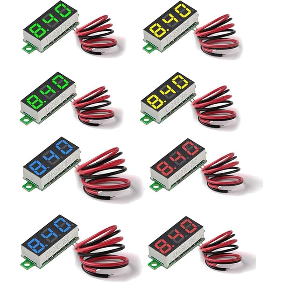 Voltímetro Digital CC 2 Hilos Diymore 8pcs 2.5-30V Multicolor