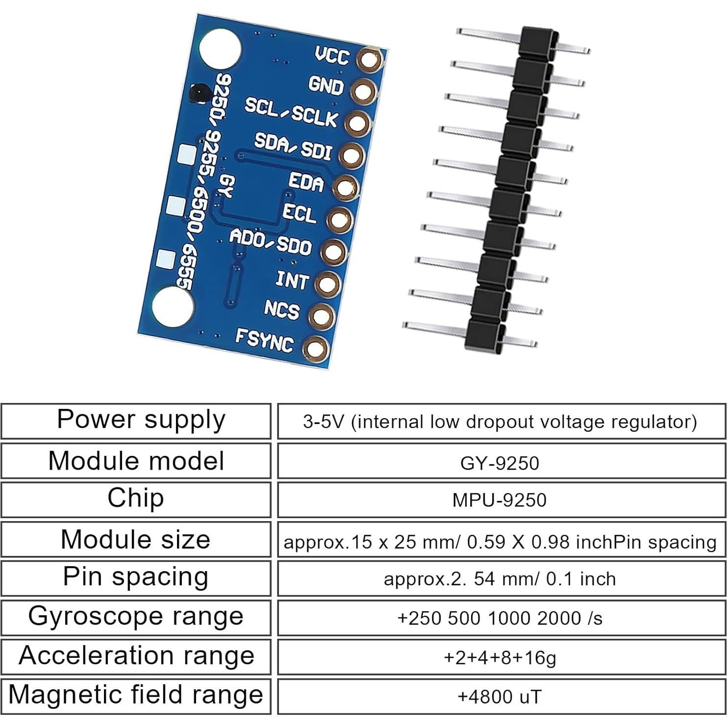 Sensor de 9 Ejes MPU9250 GY-9250 Giroscopio Acelerómetro