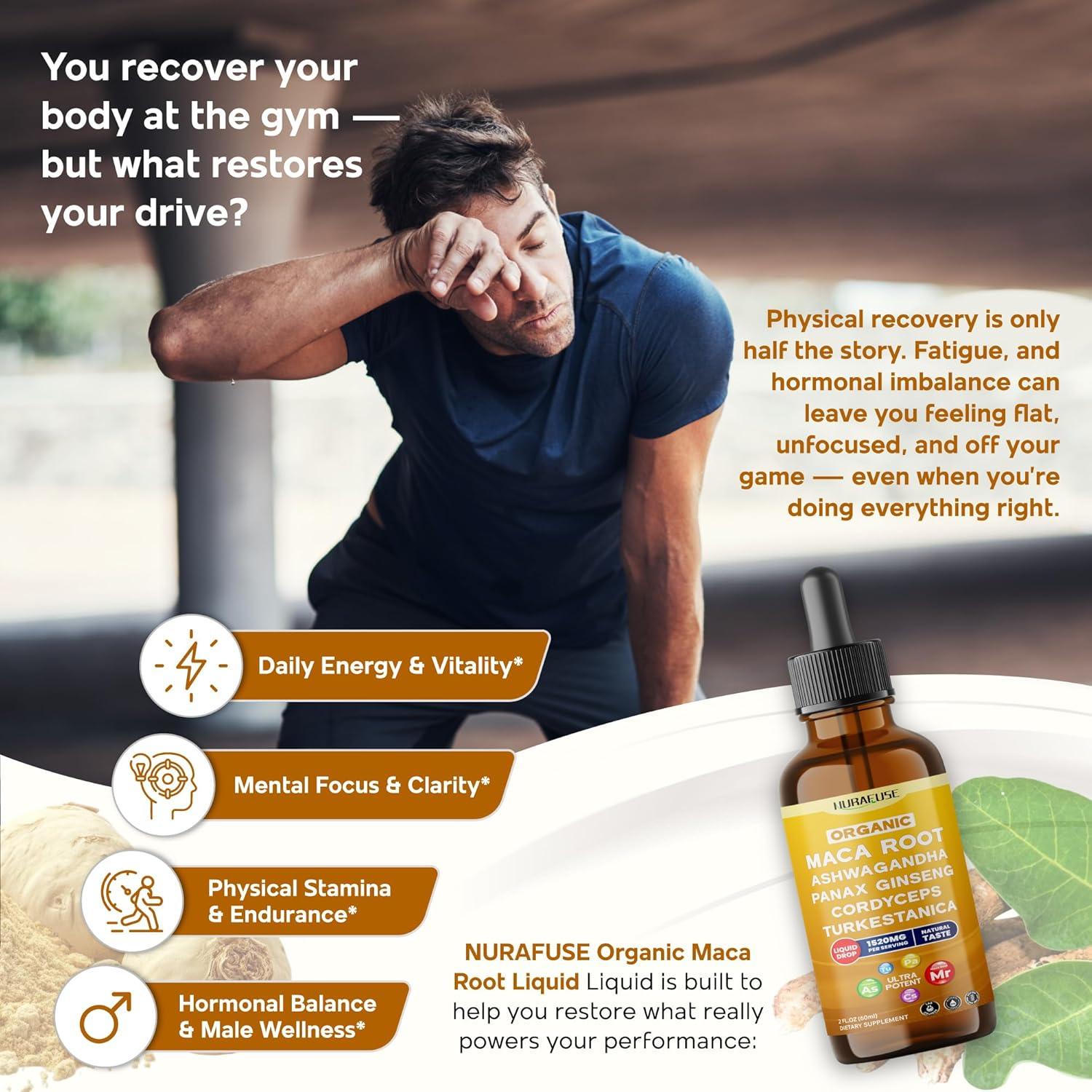 Gotas Líquidas NuraFuse Raíz de Maca 60ml - Ultra Potente 1520mg