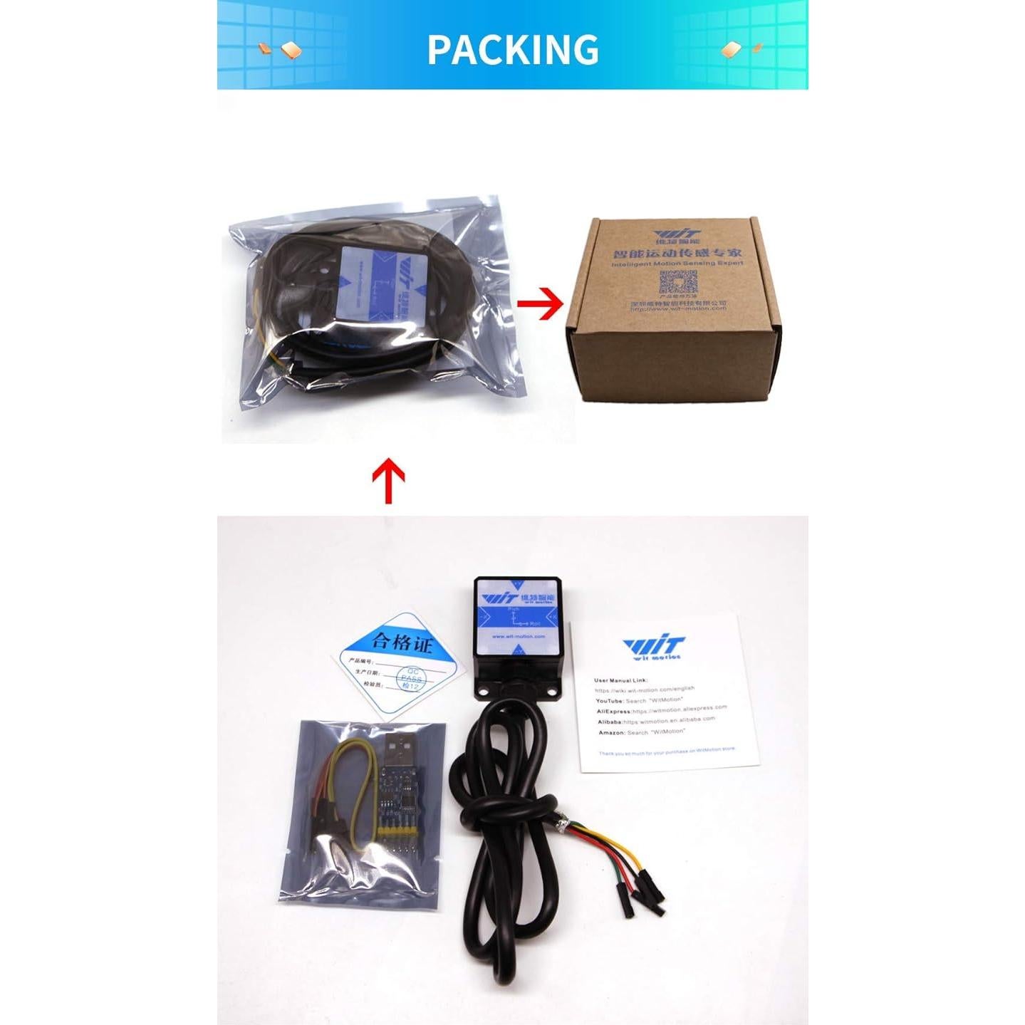 Acelerómetro Inclinómetro Militar WitMotion HWT901B 9 Ejes