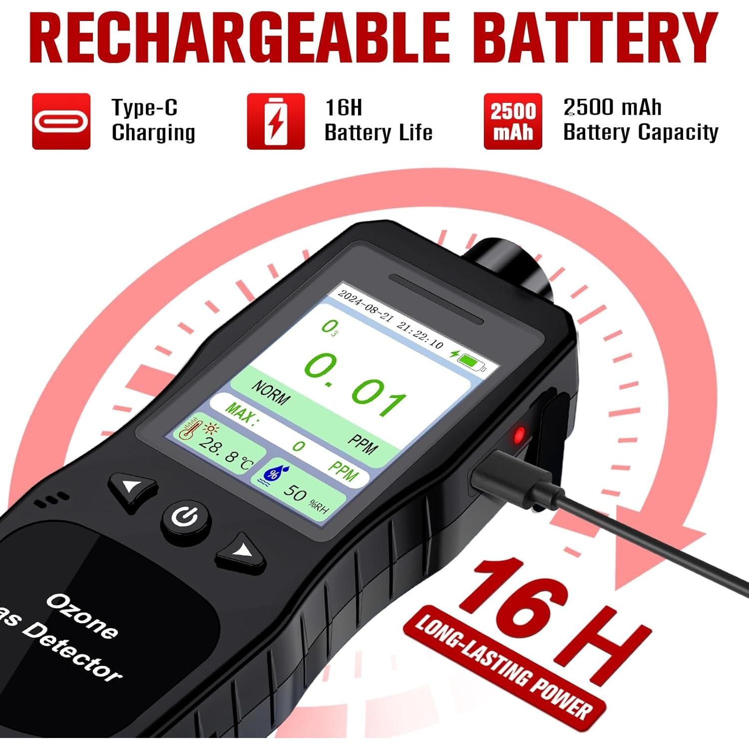 Detector de Ozono ZYKYCX ZY-Oz4000 Portátil 0-20 PPM