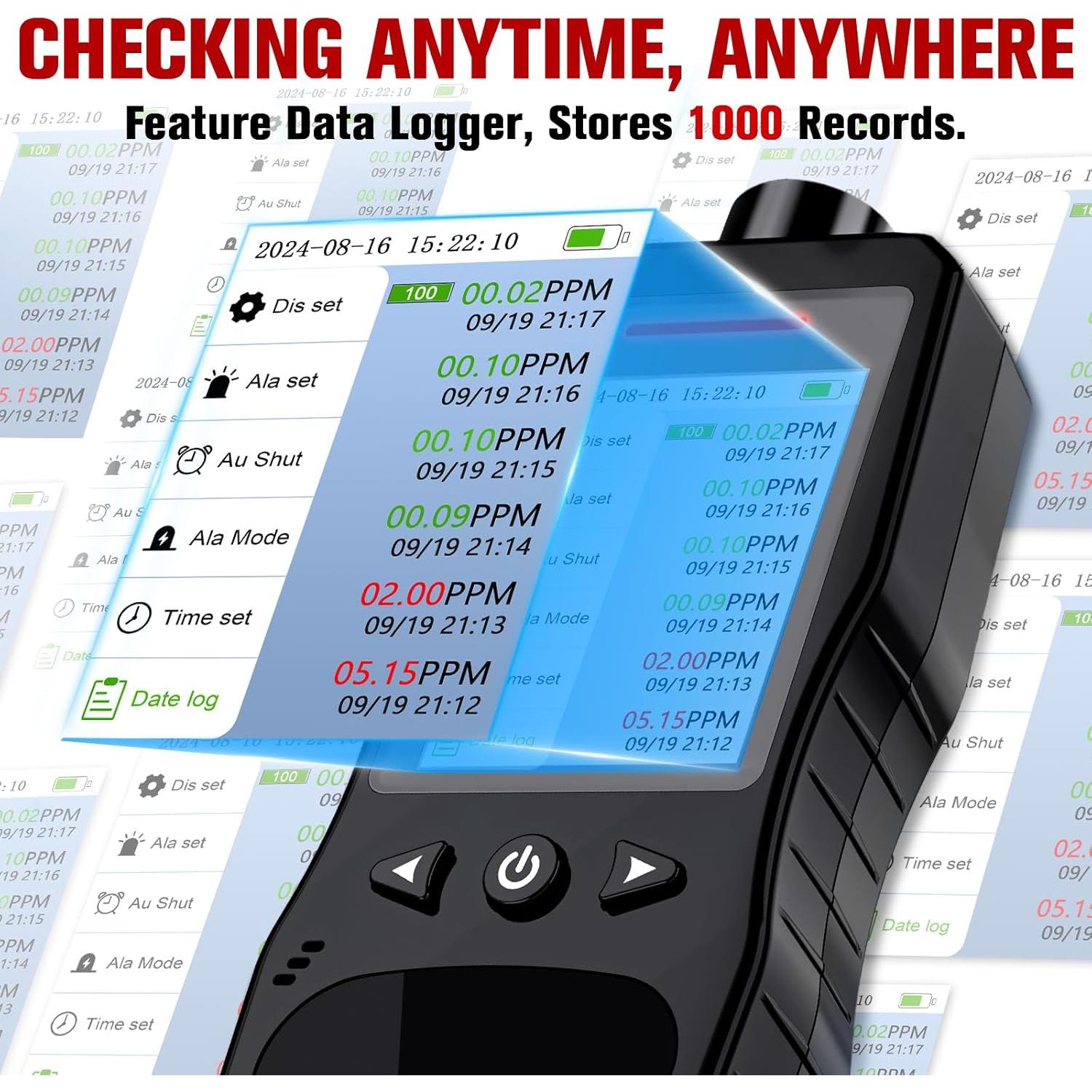 Detector de Ozono ZYKYCX ZY-Oz4000 Portátil 0-20 PPM