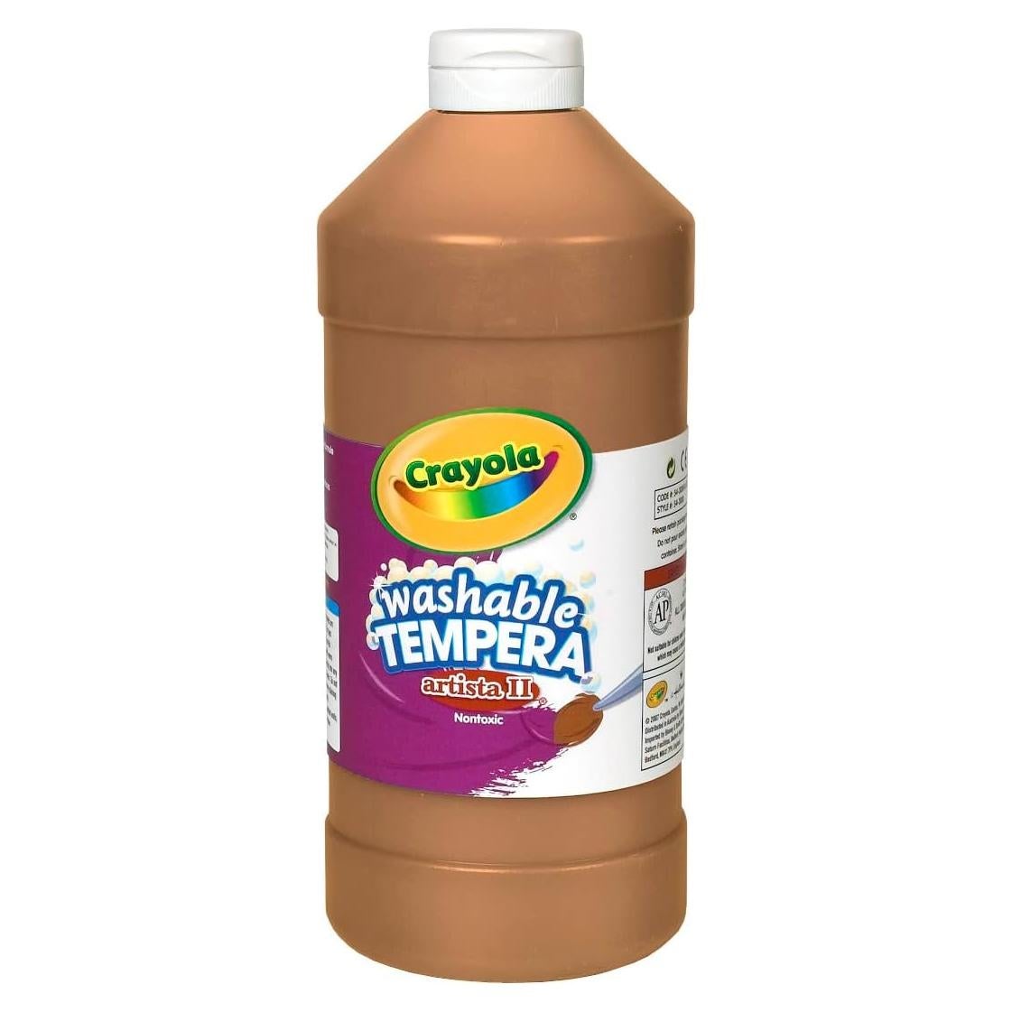 Pintura Tempera Lavable Crayola Marrón 32 Oz No Tóxica